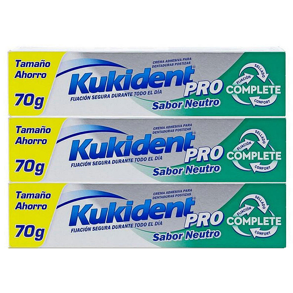 Imagen de Kukident pack complete crema adhesiva neutro 3x70g